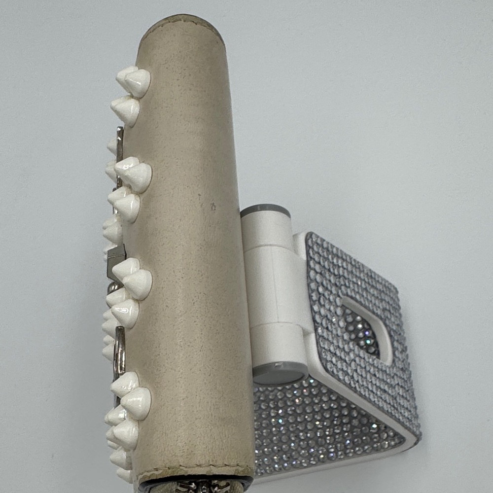 Christian Louboutin Beige & white Stud Embellished Compact Wallet / Cardholder - Picture 6 of 9